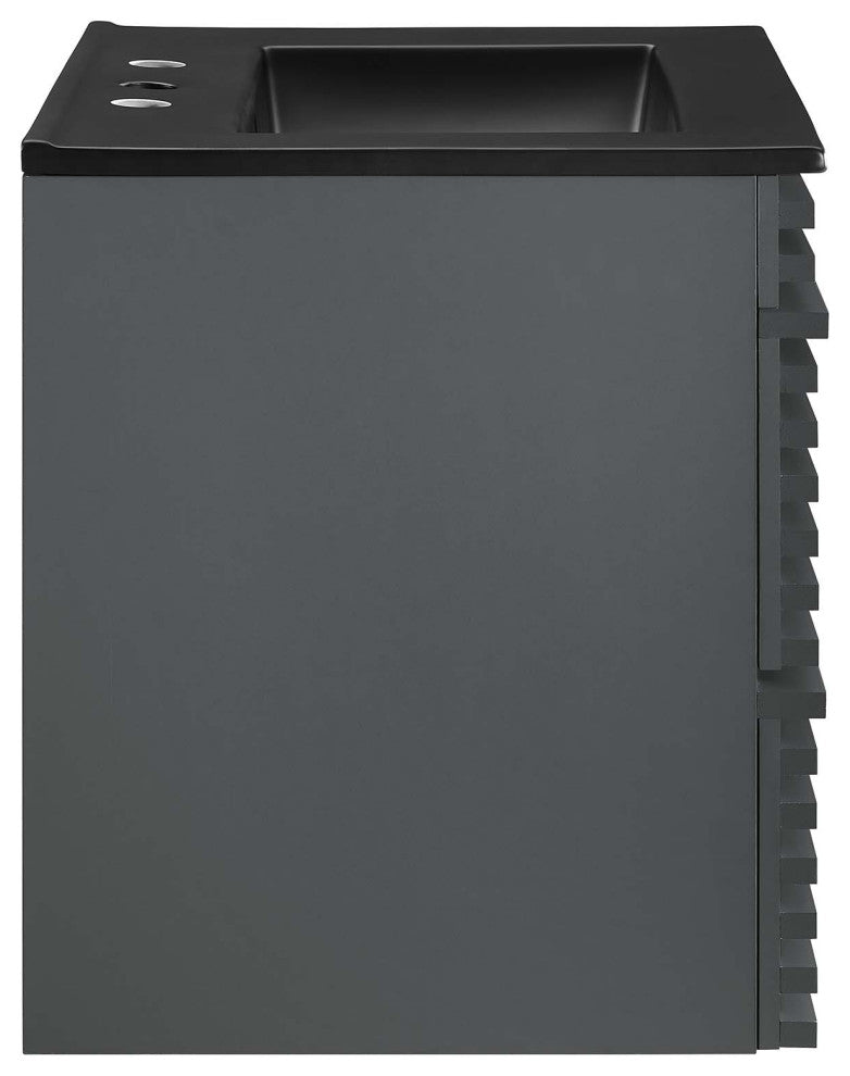 Render 24" Wall-Mount Bathroom Vanity, Gray Black
