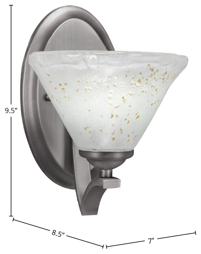 Zilo Wall Sconce, Graphite, 7" Gold Ice Glass