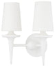 Torch 2-Light Wall Sconce, White Plaster Frame, White Shade