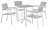White Light Gray Maine 5 Piece Outdoor Patio Dining Set