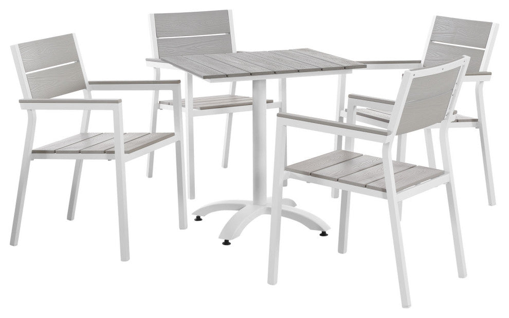 White Light Gray Maine 5 Piece Outdoor Patio Dining Set