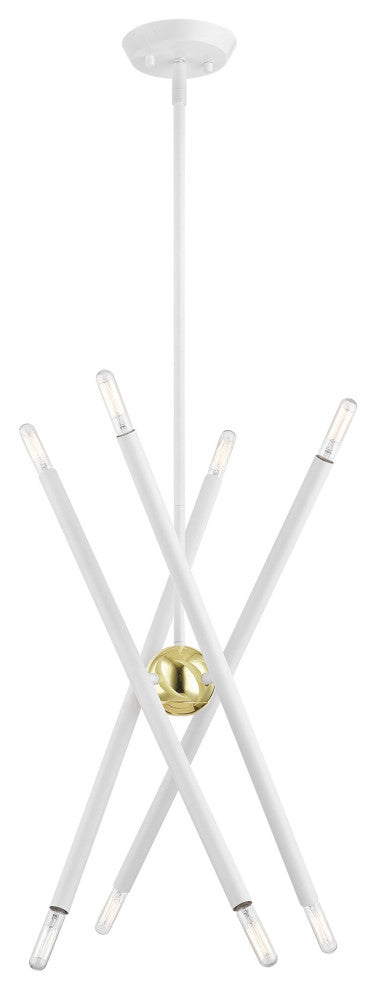 Livex Lighting Soho 8 Light White With Polished Brass Accents Chandelier
