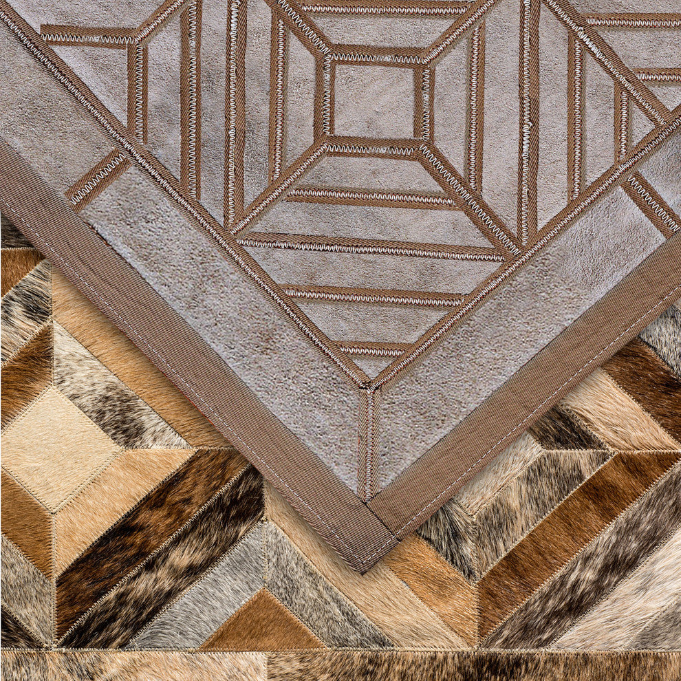 Cowhide Patchwork Rug, Pandora, Jasper, 10'x14'