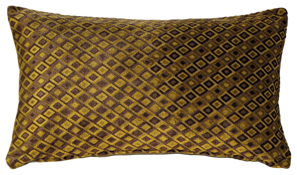 Velvet Geometric Pattern Decorative Throw Pillow, Jager Sage Diamond, 12"x20"