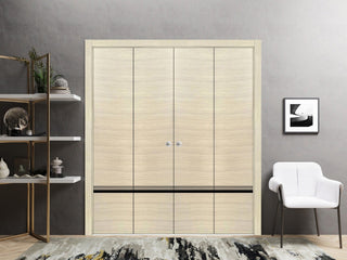 Double Bi-fold Doors | Planum 0012 Natural Veneer with  | Sturdy Tracks