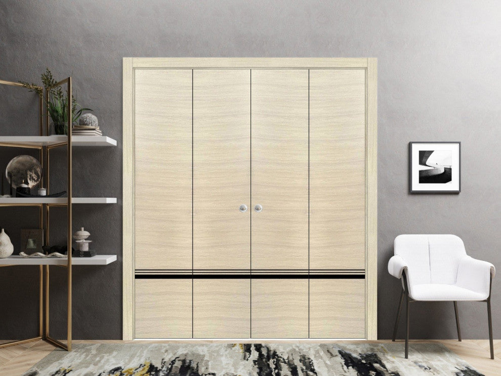 Double Bi-fold Doors | Planum 0012 Natural Veneer with  | Sturdy Tracks