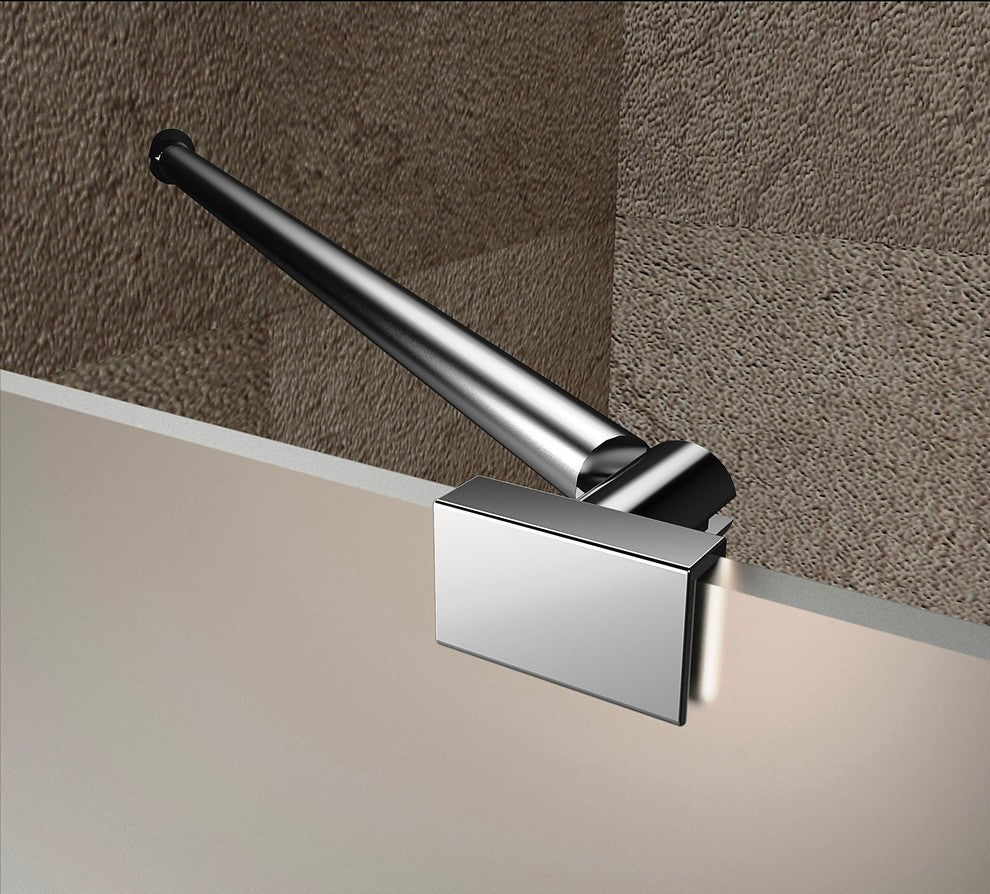 Nautis Completely Frameless Hinged Shower Door, Frosted Glass, Chrome, 40"x72"
