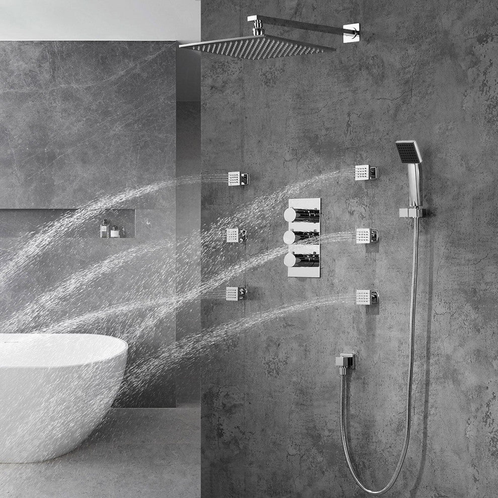 Trialo Solid Brass Color Changing Water Powered LED Shower, 8" Shower