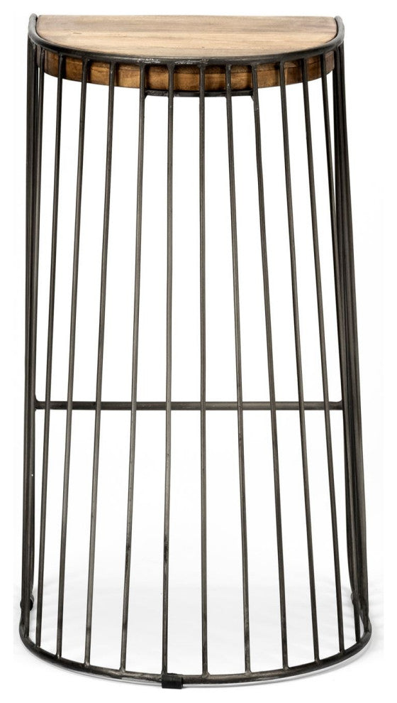 Wood and Metal Wire Design Counter Stool
