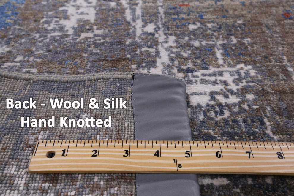 Wool and Silk Modern Hand-Knotted Rug 6' 0" X 9' 2"- Q6858