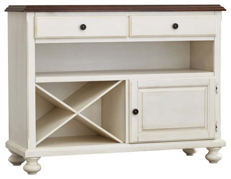 Sunset Trading Andrews Server, Antique White With Chestnut Brown Top