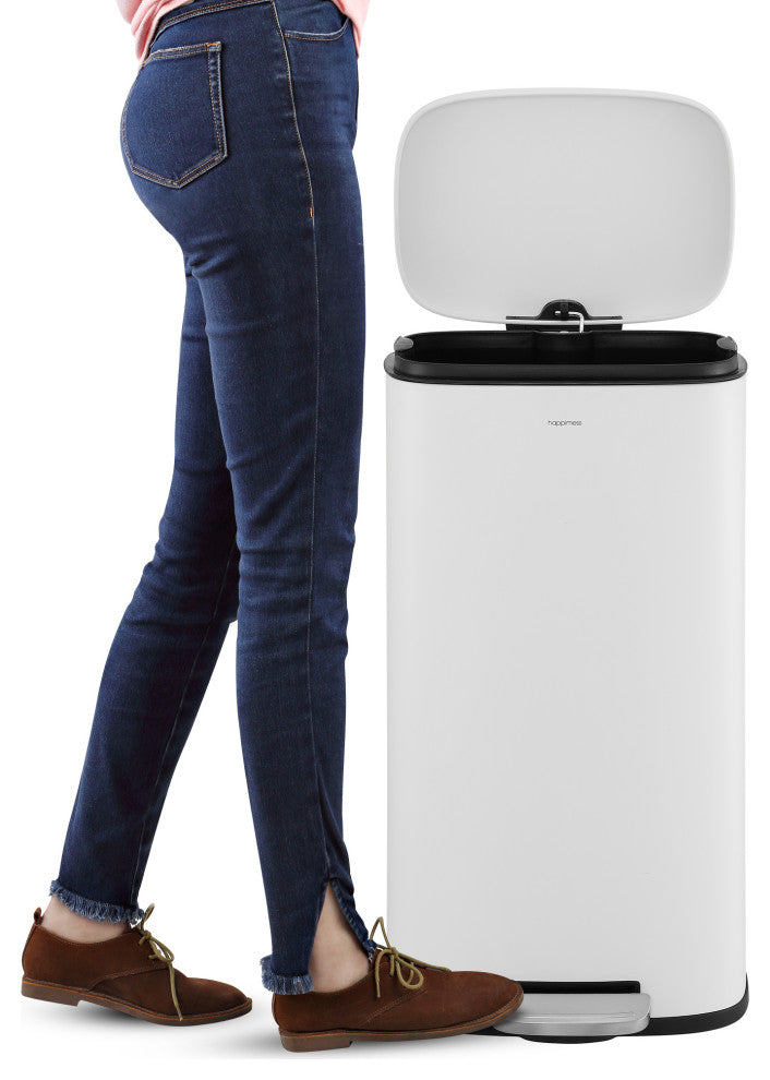 Curtis 8-Gallon Step-Open Trash Can, White