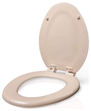 Elongated Molded Wood Toilet Seat Slow Close Easy Remove Adjustable Hinge Bone