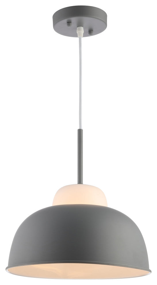 Simon 12" Adjustable Metal and Glass Led Pendant, Gray