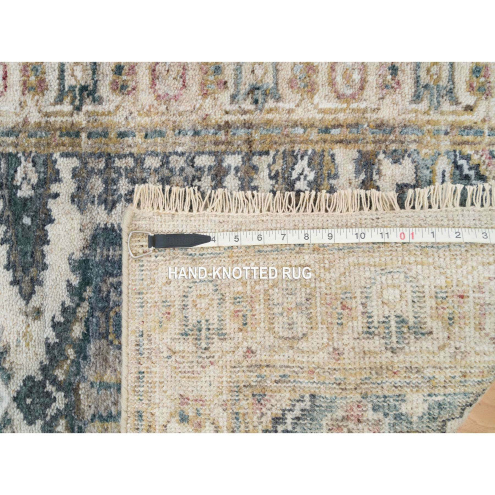 Ivory Wool Hand Knotted Reimagined Viss XL Runner Oriental Rug  2'7"x21'7"