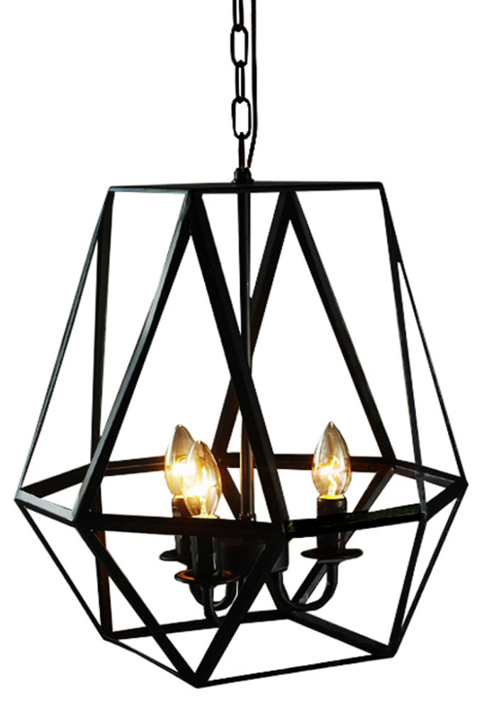 Lee 3-light Antique Bronze Geometric Edison Chandelier with Bulbs
