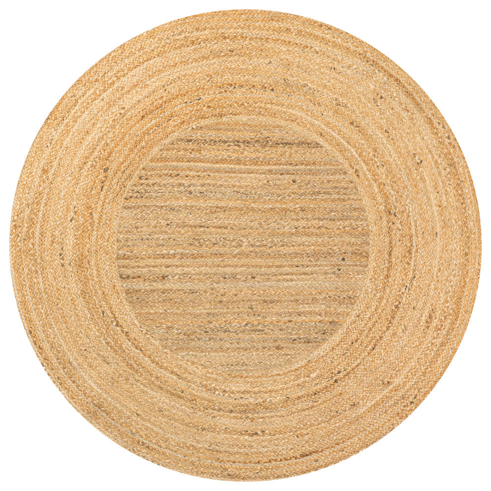 Harmony Boho Jute Circle Natural Round Area Rug, 5' Round
