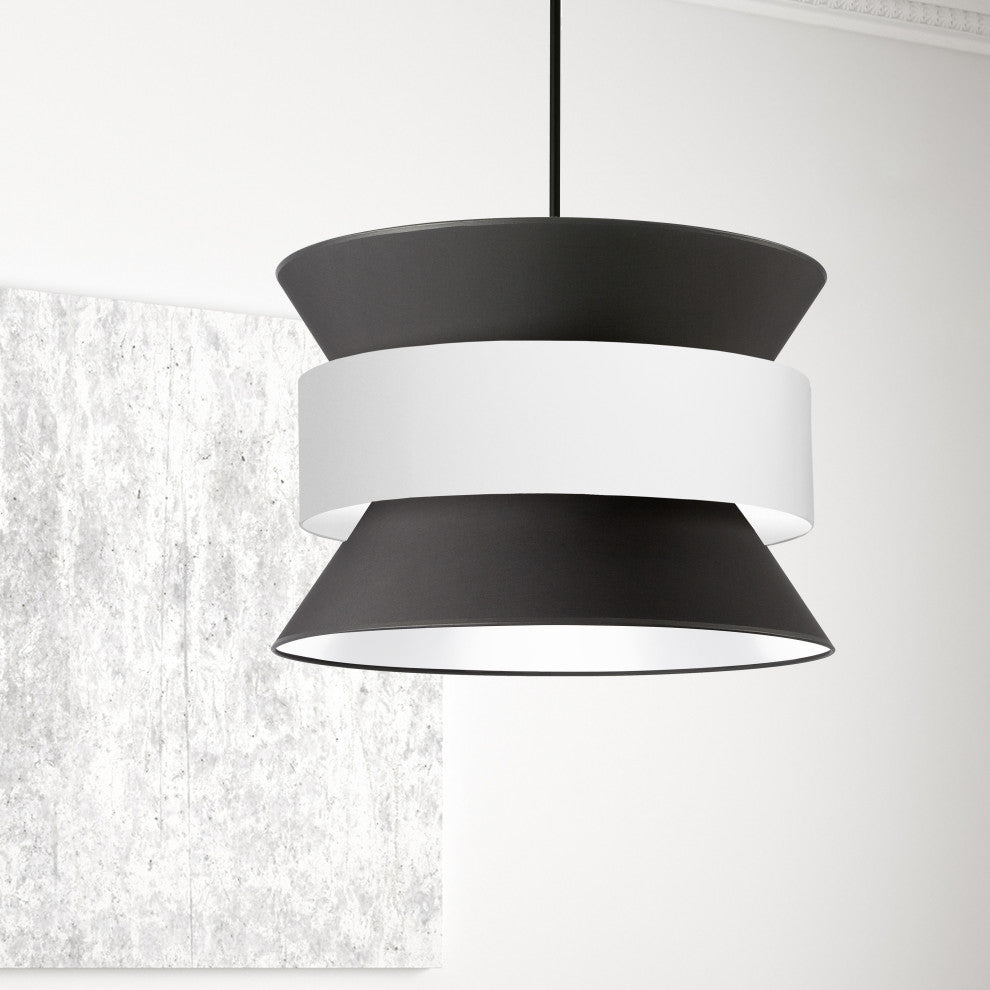 Questa Transitional 4 Light Black Matte Black Fabric Pendant