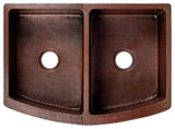 Redondeado Curved 50/50 Split Copper Kitchen Sink