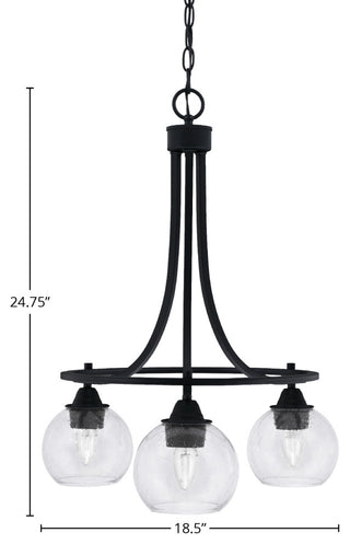 Paramount Downlight 3-Light Chandelier, Matte Black, 5.75" Clear Bubble Glass