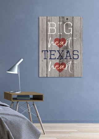 'Big Heart Texas Heart', Stretched Canvas, 24"x1.5"x30"
