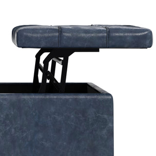 Harrison Large Square Coffee Table Storage Ottoman, Denim Blue