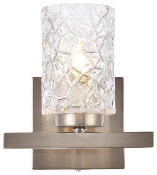 Conor 1-Light Bath Sconce, Satin Nickel With Clear Shade