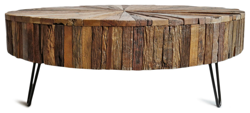 Salvaged Round Pinwheel Coffee Table