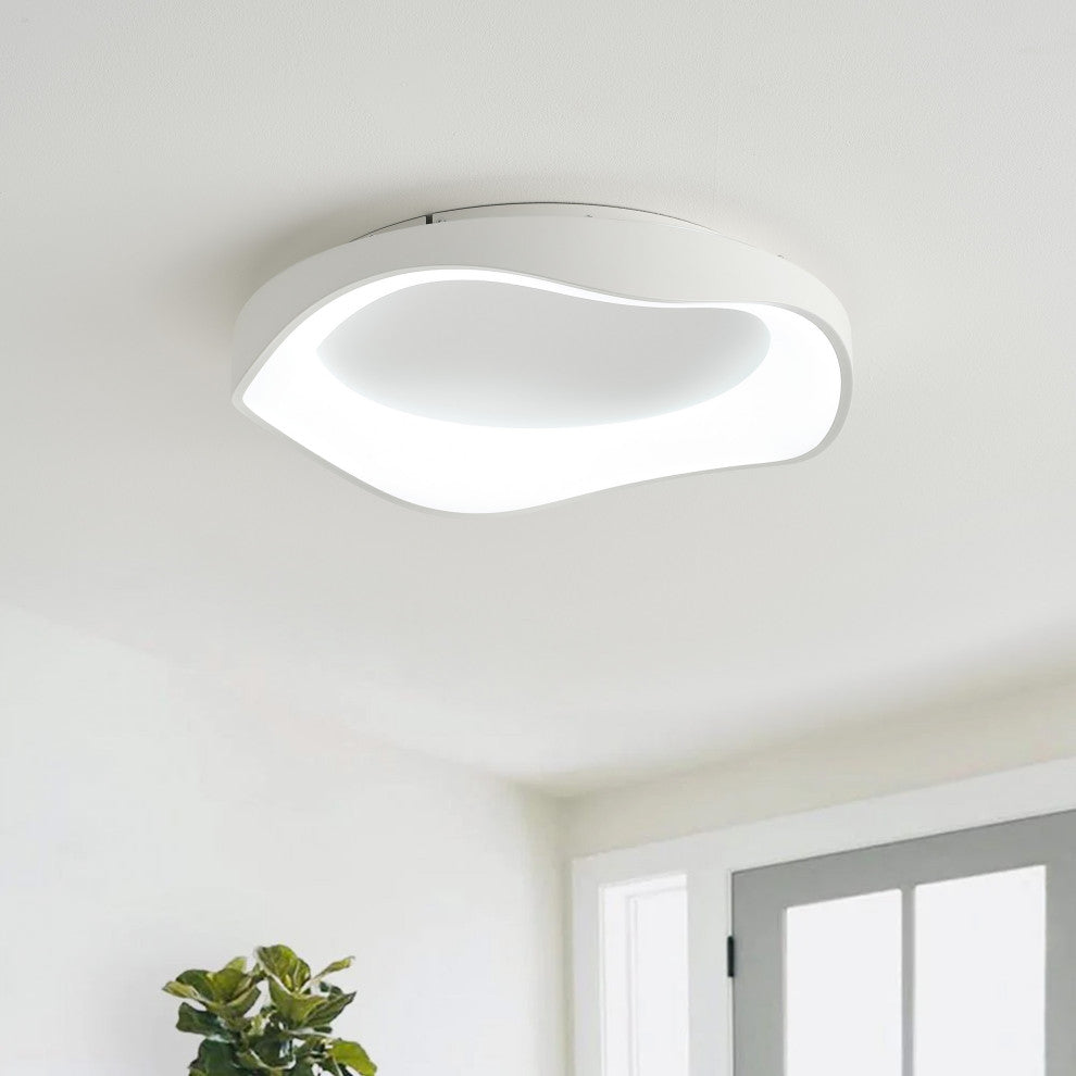 Modern White 1-Light Metal Frame LED Flush Mount Ceiling Light