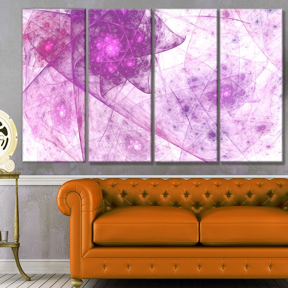 Light Purple Rotating Polyhedron, Abstract Canvas Wall Art, 48"x28", 4 Panels