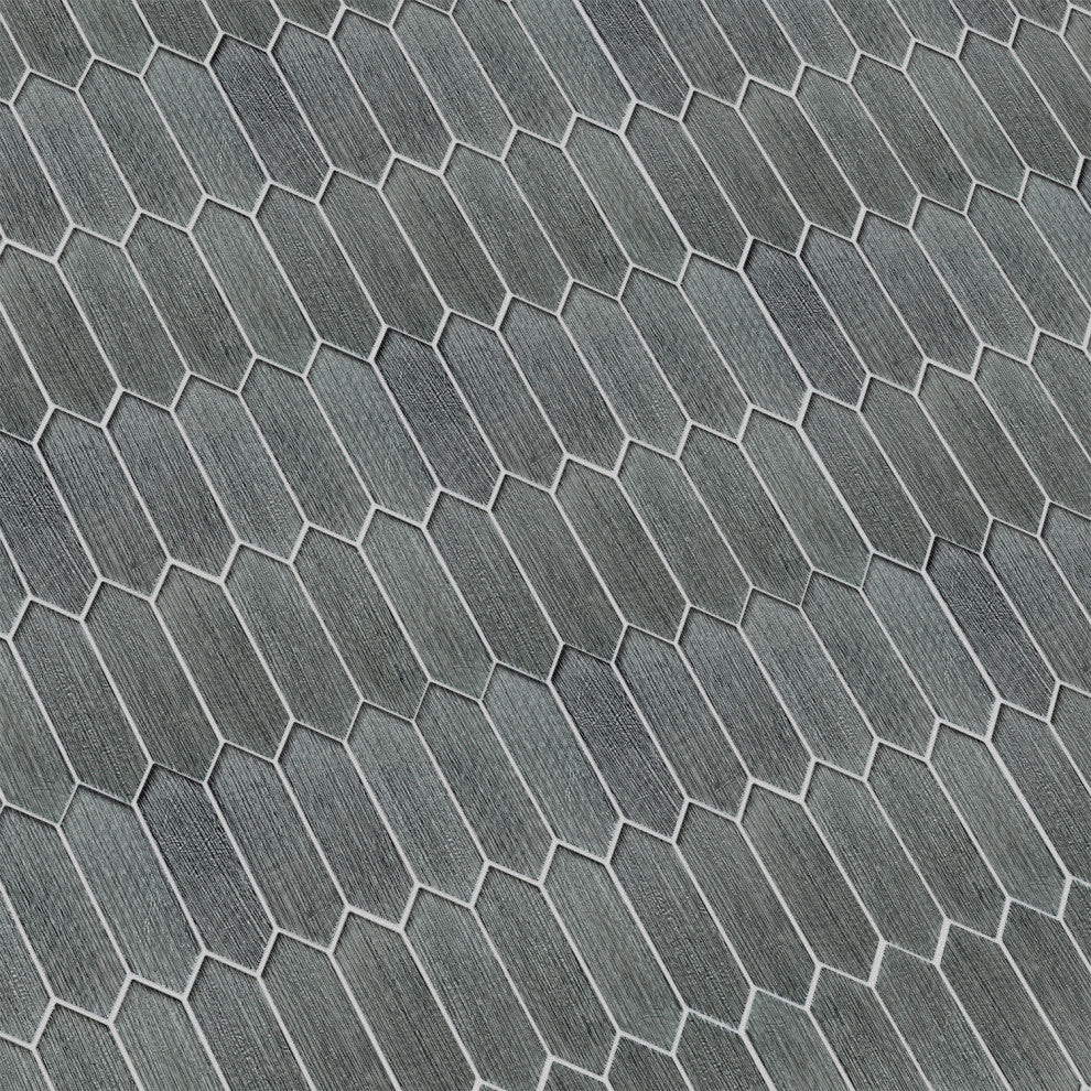 Windey 10.9"x11.3" Hexagon Laminated Glass Mosaic Wall Tile, Black, Box of 11