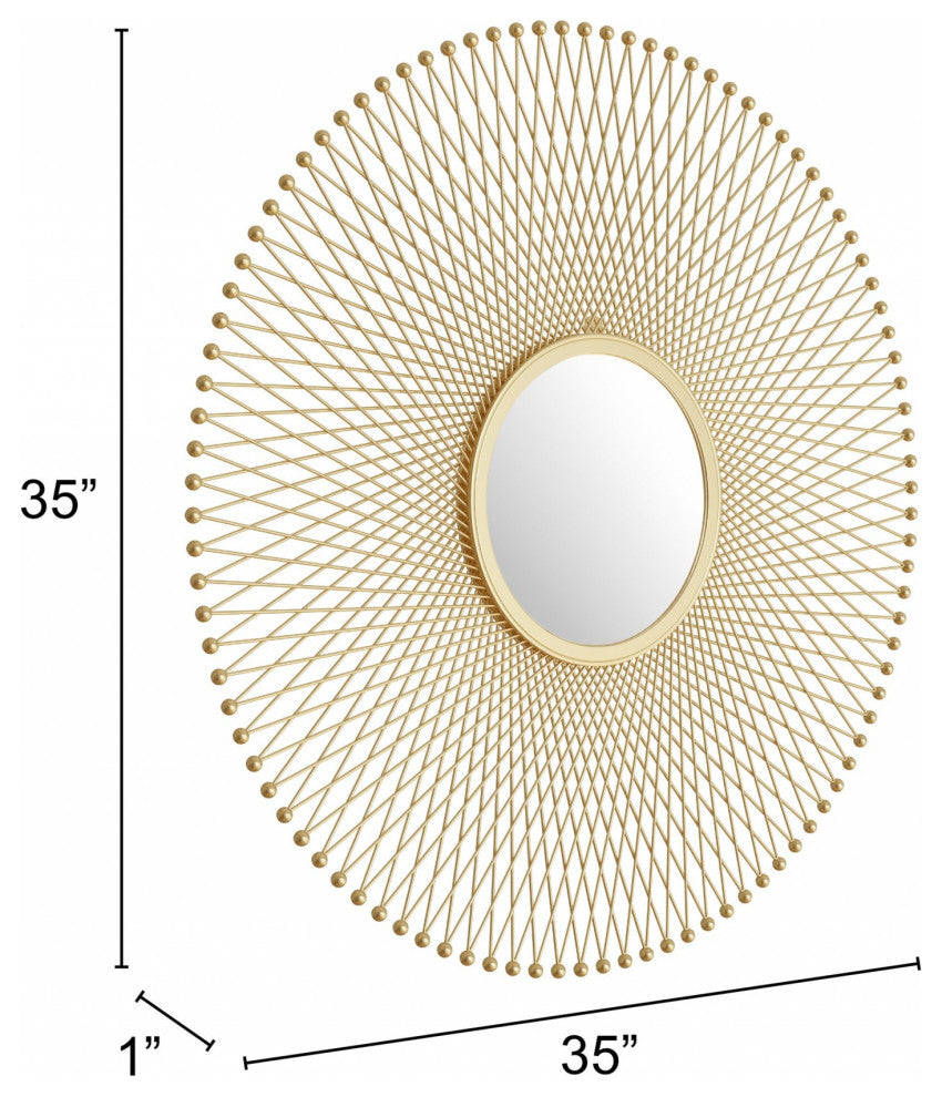 Gold Lattice Round Mirror