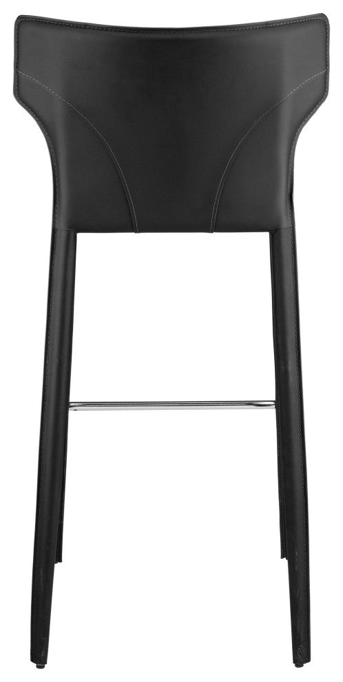 Wayne Bar Stool, Modern Barstool Leather Bar Stool, Black