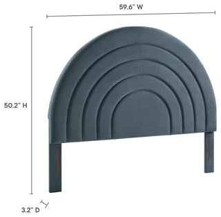 Solana Arched Performance Velvet Full Headboard, Cadet Blue