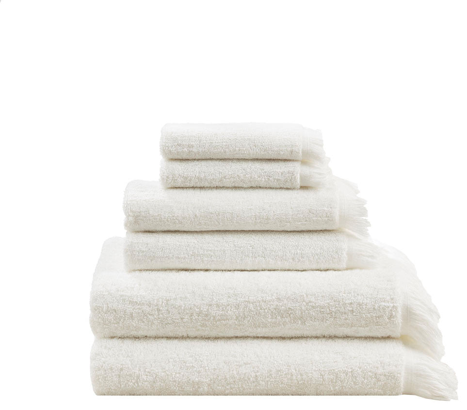 INK+IVY Nova Terry Cotton 630gsm Fringed 6-Piece Towel Set, Ivory