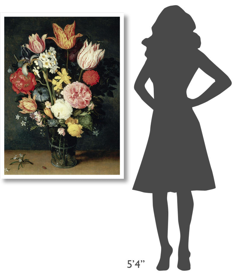 "Tulips, Roses and other Flowers in a Glass" Paper Art, 31"x42"
