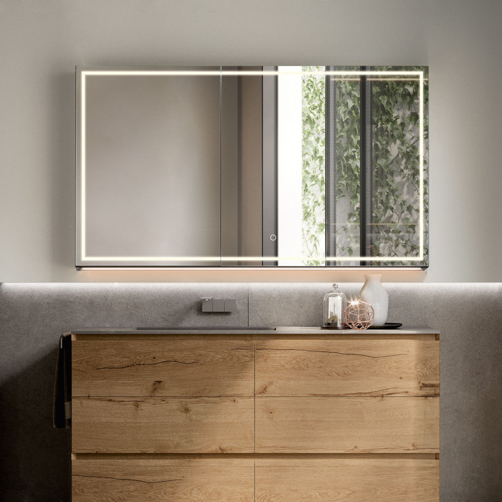 Hesili Frameless Surface-Mount LED Lighted Bathroom Medicine Cabinet, 48"