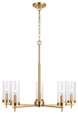 Zire Five Light Chandelier, Satin Brass
