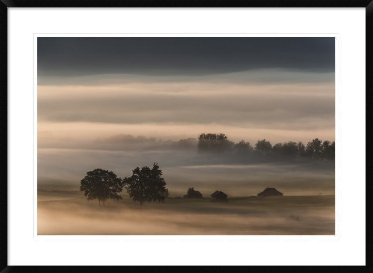 "Dense Fog Over The Moos" Framed Digital Print by Nina Pauli, 38"x28"
