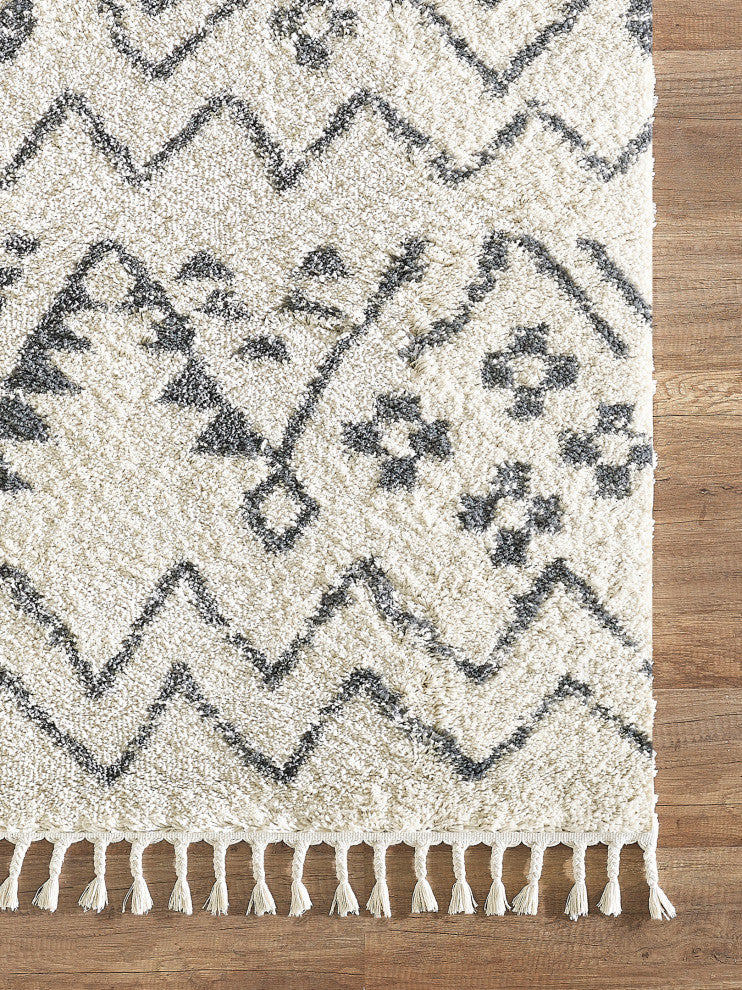Abani Willow WIL100A Moroccan Tribal Print Black and Ivory Area Rug