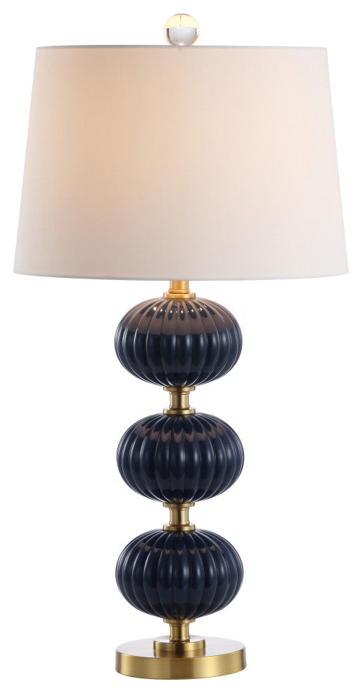 Carter 29.7" Glass LED Table Lamp, Navy