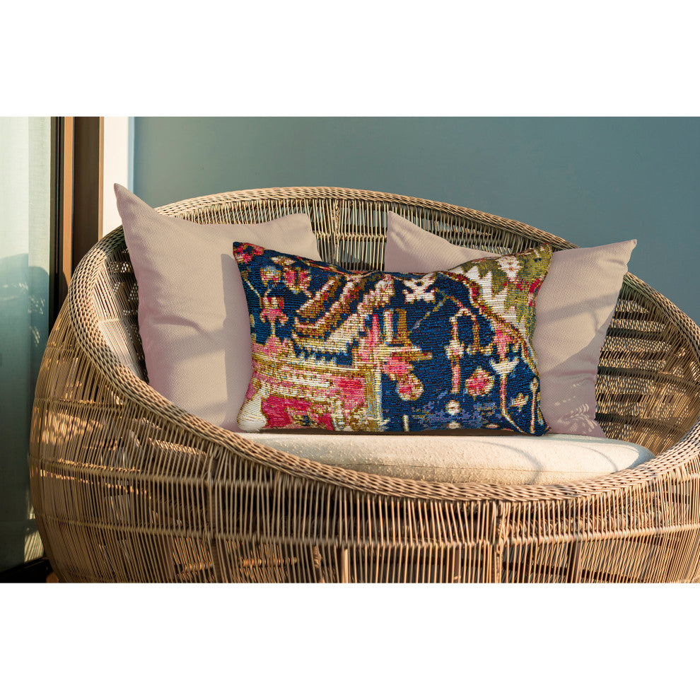 Marina Heriz Indoor/Outdoor Pillow, Red/Multi, 12"x18"