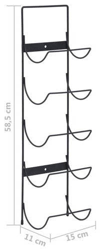 Vidaxl Wall Mounted Wine Rack For 5 Bottles Black Iron