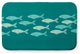 Green Rectangular Fish Line Pet Feeding Mat for Dogs or Cats