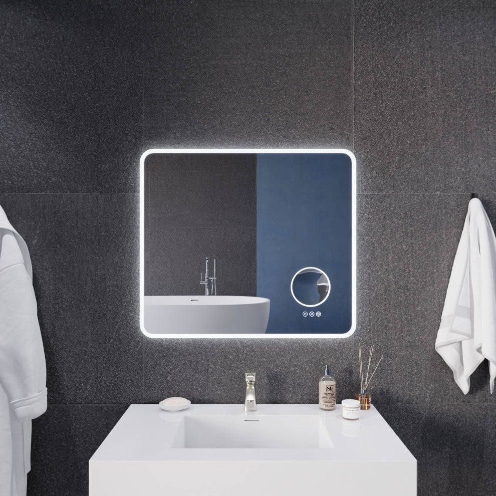 ANZZI 27" x 31" LED Front/Back Light Magnifying Bathroom Mirror WithDefogger