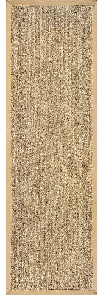 Nuloom Machine Woven Maui Seagrass With Border Rug, Beige 2'6"x10'Runner