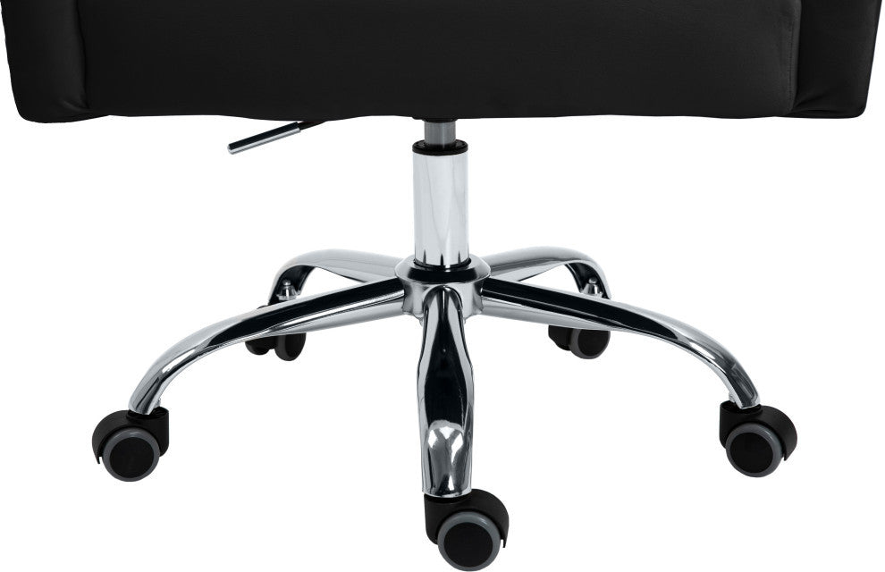 Arden Swivel and Adjustable Velvet Upholstered Office Chair, Black, Chrome Base