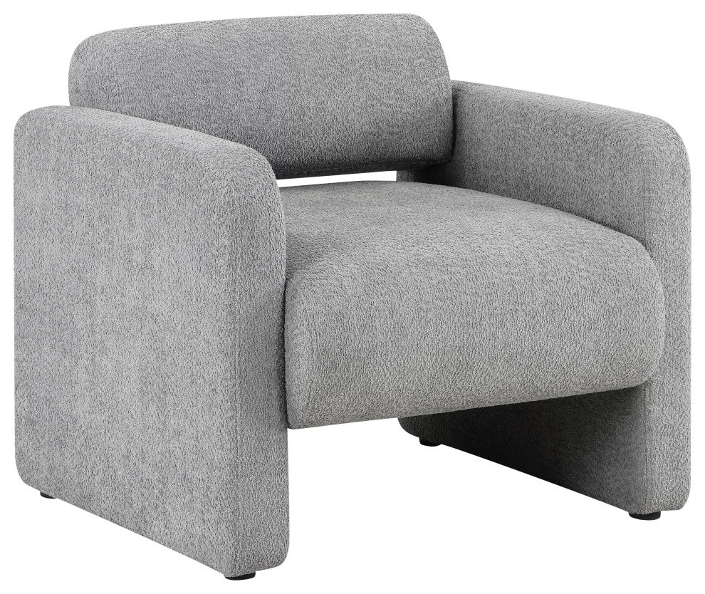 Cindy Boho Boucle Upholstered Accent Arm Chair, Gray