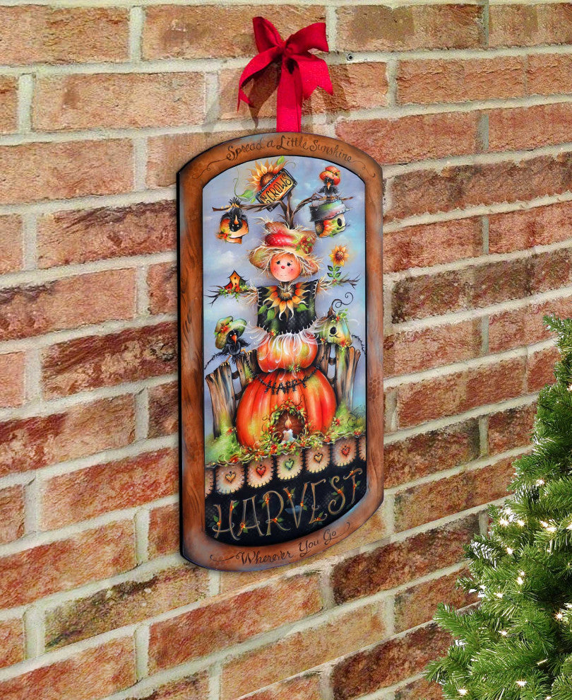Harvest Pumpkin Scarecrow Holiday Door Decor