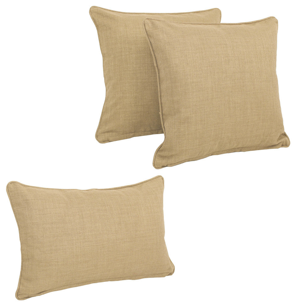 Blazing Needles Indoor/Outdoor Spun Polyester Throw Pillows, Set of 3, Sandstone